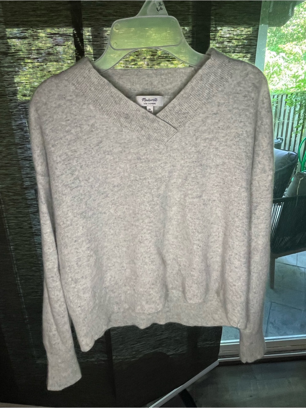 Madewell Gray Cashmere Knit V-Neck Sweater